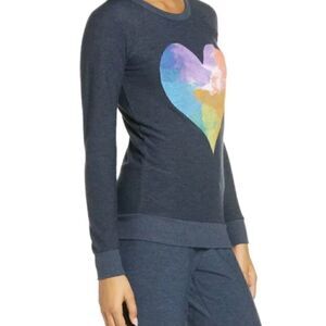 Chaser Rainbow Heart Cozy Pullover Sweatshirt Size L